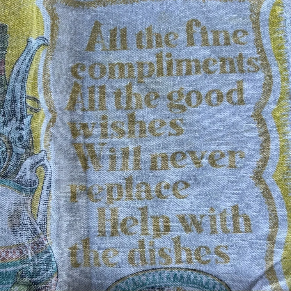 Vintage 1984 Linen Tea Towel Calendar Help With The Dishes
